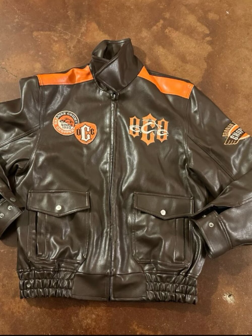 Vintage 2004 Orange County Choppers Leather Bomber Jacket OCC M